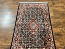 Indo Persian Rug 3x4, Herati Allover Pattern, Midnight Blue and Red, Small Vintage Handmade Wool Rug