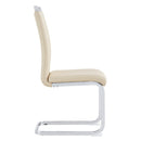 Modern Dining Chairs, PU Faux Leather High Back Upholstered Side Chair with Silver C-shaped Tube Chrome Metal Legs for Dining Room Kitchen Vanity Patio Club Guest Office Chair (Set of 4 (Beige+PU)