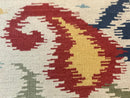 Indian Kilim Flatweave Rug 3x5, Abstract, Beige and Multicolor Flowers, Handmade