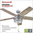 52 Inch Indoor Outdoor Ceiling Fan LED Light Dual Mount