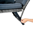 1 PCS Patio Wicker Side Foldable Bench Patio Backyard Conversation Bench Grey Wicker + Dark Grey Cushion
