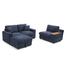 120.3'Sectional Sofa ,L-Shaped Oversized Couch ,Comfy Cloud Couch Set with Drop Down Table,360-degree Swivel tray ,Cup Holders,USB Charger,Storage Ottoman and Armrest,Wide Seat Sofa for Living room