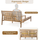 Outdoor Daybed, Patio Daybed with Four Pillows, Wooden Outdoor Bed with Curved Armrests for Poolside, Backyard, Garden