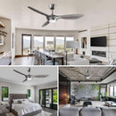 52 Inch Smart WiFi Ceiling Fan With Light And Remote Silver