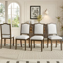 Farmhouse Dining Chairs Set of 4, Upholstered Dining Chairs with High Back, Modern Seating for Kitchen, Bedroom & Living Room(Beige+Brown)