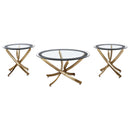 Brooke 3-piece Round Coffee and End Table Set Rose Brass