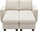 Beige Velvet Modular Sectional Sofa With Storage Sleeper