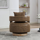 29.1'W Swivel Accent Open Back Barrel Chair Modern Comfy Sofa Chair With Weathered Base For Nursery Bedroom Living Room Hotel Office, Club Chair Leisure Arm Chair For Lounge (Coffee,PU)