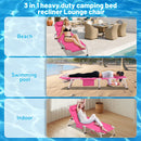 3-in-1 Heavy Duty Tanning Chair with Face Hole Adjustable 5-Position Folding Chaise Lounge Chairs for Outside Portable Lay Flat Beach Lounge Chair for Outdoor Sunbathing Patio Pool Lawn Camping Deck P