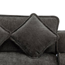 Modern Chenille Upholstered Sectional Sofa with Ottomans, USB Ports, Cup Holders, and Storage in Grey