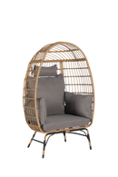Wicker Egg Chair,Rattan Egg Chair Indoor Outdoor,Oversized Large Egg Chairs 600lbs with Ottoman and Thick Cushions for Porch, Backyard, Balcony