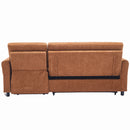 2-in-1 Sofa 82' Three-seater Sofa with Sofa Bed and Reversible Recliner, Orange Chenille