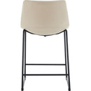 (Set of 2) Vintage Style 24-Inch Armless Industrial Faux Leather Counter Stool with Metal Legs and Footrest for Kitchen Island, Cafe, Pub, Bar Counter, Cream and Black