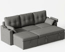 Charcoal LShaped Convertible Sleeper Sofa USB Ports