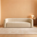 Cream Velvet 3 Seater Modern Sofa With Curved Backrest