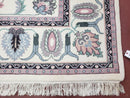 Ivory & Teal Indo Persian Area Rug 9x12, Wool Hand-Knotted Oriental Carpet, 9 x 12 Soft Traditional Living Room Rug, Dining Room Rug