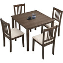 (1 Table with 4 Chairs)Wooden Dining Table Set, Mid Century Modern Square Wooden Kitchen Table and Upholstered Dining Chairs for Dining Room, Kitchen, Saving Space,Brown