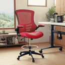 Kelista Red Mid Back Swivel Office Chair With Flip Armrests