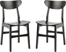 Retro Black Wood Dining Chair Set Of 2 For Home Dining