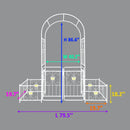 Metal Garden Arch with Gate 79.5'' Wide x 86.6'' High Climbing Plants Support Rose Arch Outdoor Cream White