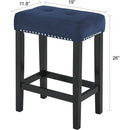 Blue Velvet Bar Table Set With 3 Stools Faux Marble Top