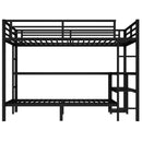FULL Over Twin Bunk Bed with Desk and Shelves, Multiple Placement, with LED and USB, Black