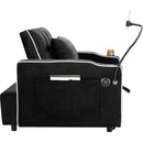 Convertible Sleeper Chair Sofa Bed Adjustable Pull Out Sleeper Chair Bed Multi-Pockets Folding Sofa Bed for Living Room Bedroom Small Space,3-in-1 Sofa Bed, (Black)