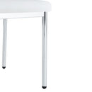 Luxury Simple Chair Set of 4 White PU Material High Resilience Dining Chair with Metal Silver Leg