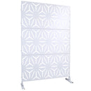 Outdoor & Indoor Metal Privacy Screen 76' H×48' W in White, Freestanding Decorative Panels for Deck, Balcony, Patio, Lawn, and Garden