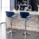 Blue Velvet Upholstered Adjustable Swivel Barstool Set Of 2