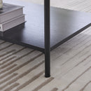 Upholstered Ottoman Coffee Table Foot Rest with Black Metal Legs and Open Storage, Faux Fur, Beige, 30.7' Wide