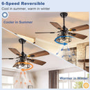 42 Inch Farmhouse Cage Ceiling Fan With Remote E26 Bulbs