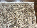 Pak Persian Rug 4x6, Floral Medallion, Beige, Wool and Silk Highlights, Vintage Handmade Rug