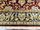 Indo Persian Rug 10x14, Indian Agra Carpet, Vintage Handmade Wool Large Traditional Rug, Dark Red Navy Blue Beige