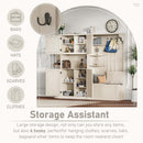 Multifunctional left-right combination hall cabinet (can be used separately) with storage and 4 hooks, storage cabinet/ hall tree 2 in 1 for living room, kitchen and hallway,antique Beige