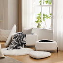 Ivory Faux Fur Upholstered Storage Ottoman Set with Metal Legs, Coffee Table with Reversible Lid