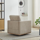 Modern Square Upholstered Swivel Accent Chair 360 Degree Lounge Armchair Taupe Chenille 30.7'W