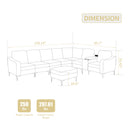 Convertible Sectional Corduroy  Sofa with Storage Ottoman,Cupholders, USB Ports for Living Room Apartment,Beige