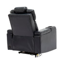 Modern PU Leather Power Recliner with Cooling Cup Holder, Bluetooth Speaker, LED Lights, and Tray Table in Black