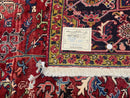 Antique Persian Heriz Rug 8x11, Geometric Tribal Wool Carpet, Brick Red