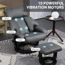 Gray 360 Degree Swivel Massage Recliner Chair With Ottoman
