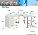 L Shaped Corner Desk Two Tone With Drawers And Shelves For Home Office