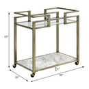Neilo - Serving Cart - Clear Glass, Faux Marble Top & Wire Brass