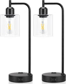 Industrial Touch Table Lamps Bundle Black 3 Way Dimmable USB