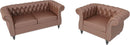 PU Brown Leather Modular Sectional Sofa Tufted Cushions