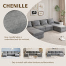 115x58" Chenille Modular Sectional Sofa,U Shaped Reversible Couch,Free Combination,6 Seat Sleeper Sofa Bed with Ottoman,Convertible Oversized Indoor Furniture for Living Room,Gray