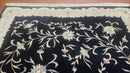 6x9 Vintage Black Gray Chinese Rug 120 Lines Wool Carpet Floral Design Hand-Knotted Soft Pile Entryway Rug Foyer Rug Nice