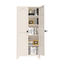 71'' 2 Shapely Door Cabinet With Lock, Metal Storage Cabinet with Doors and Adjustable Shelves, for Kitchen, Bedroom, Living Room(Beige)