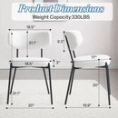 White Boucle Upholstered Dining Chairs Curved Back