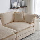 Chenille Fabric Ottomans Footrest to Combine with 2 Seater Sofa, 3 Seater Sofa and 4 Seater Sofa, Beige